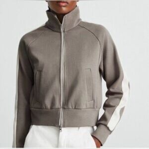 Everlane Dream Zip up jacket in Taupe and cream